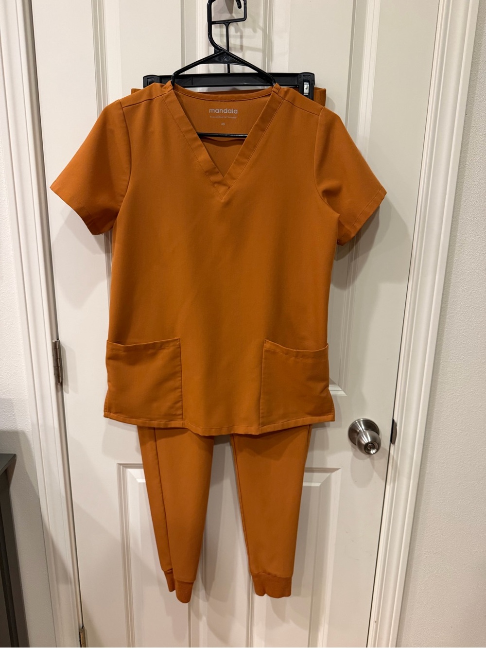 Rust Orange jogger scrub Set - Soft Short Sleeve Top & Jogger Bottoms